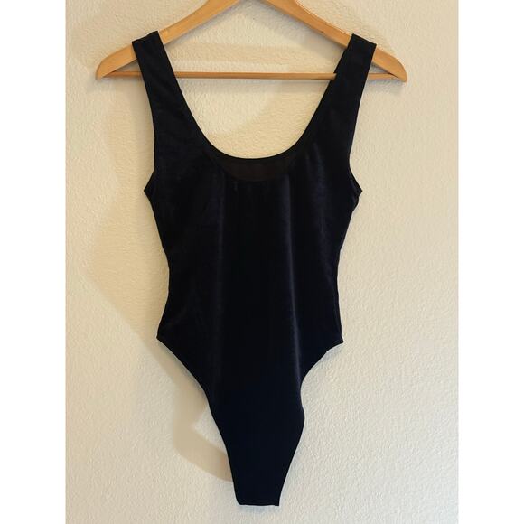 FOREVER 21 Bodysuit | Black Velvet Bodycon Witchy Whimsigoth | SMALL - Picture 2 of 8